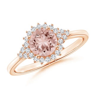 6mm AAAA Classic Morganite Engagement Ring with Floral Halo in Rose Gold