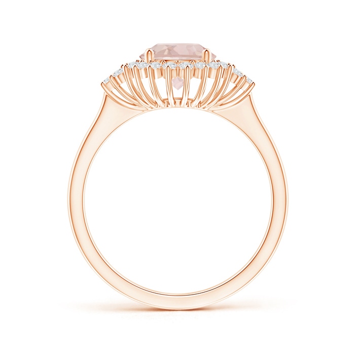 7mm AA Classic Morganite Engagement Ring with Floral Halo in Rose Gold side-1