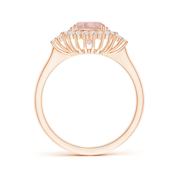 7mm AAAA Classic Morganite Engagement Ring with Floral Halo in Rose Gold side-1