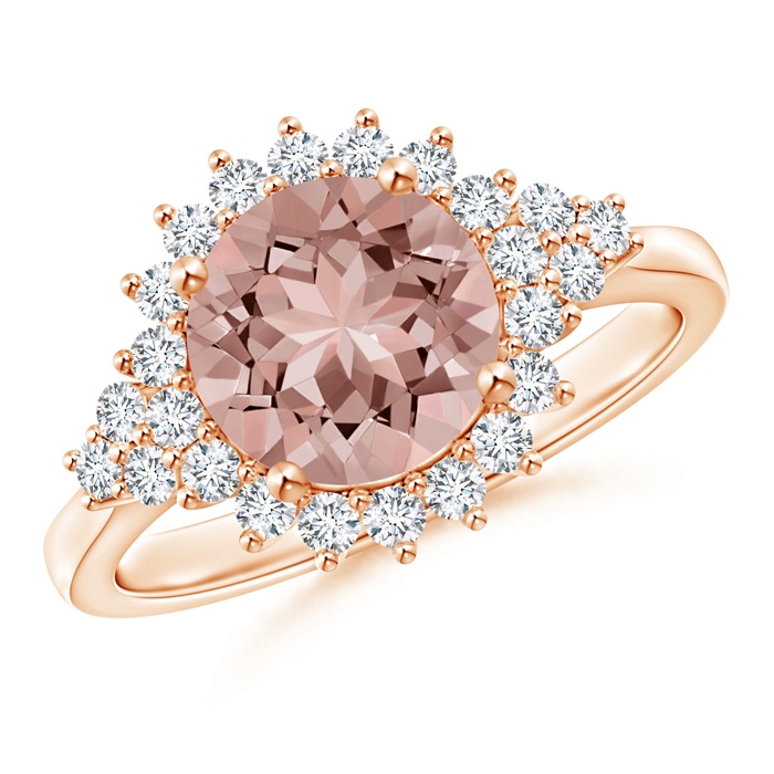 8mm AAAA Classic Morganite Engagement Ring with Floral Halo in Rose Gold 