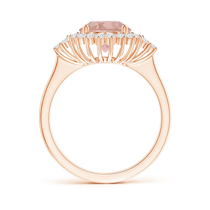 8mm AAAA Classic Morganite Engagement Ring with Floral Halo in Rose Gold Side-1