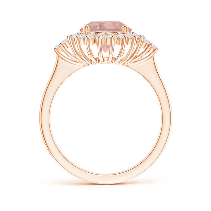 8mm AAAA Classic Morganite Engagement Ring with Floral Halo in Rose Gold side-1