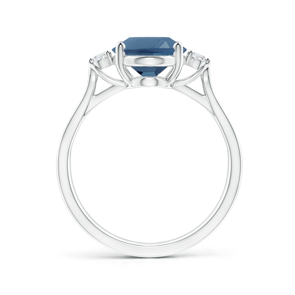 10x8mm A Oval London Blue Topaz Loop Shank Ring with Diamond Accents in White Gold product image