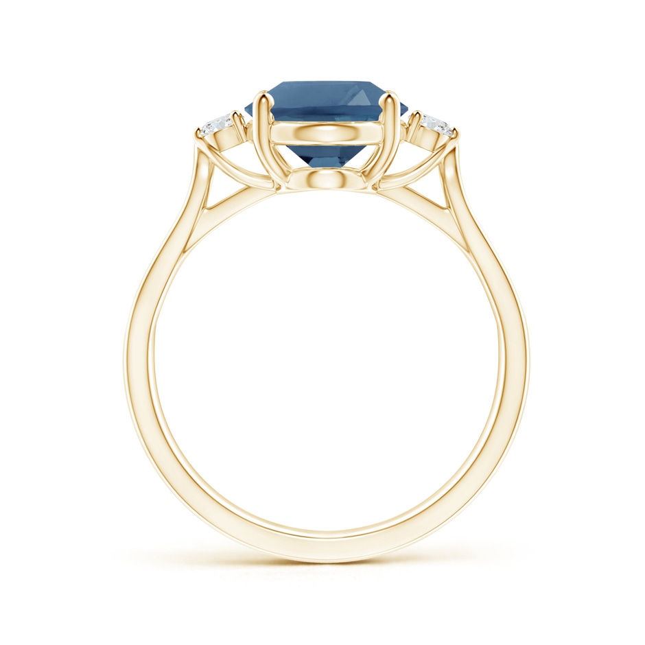 10x8mm A Oval London Blue Topaz Loop Shank Ring with Diamond Accents in Yellow Gold product image