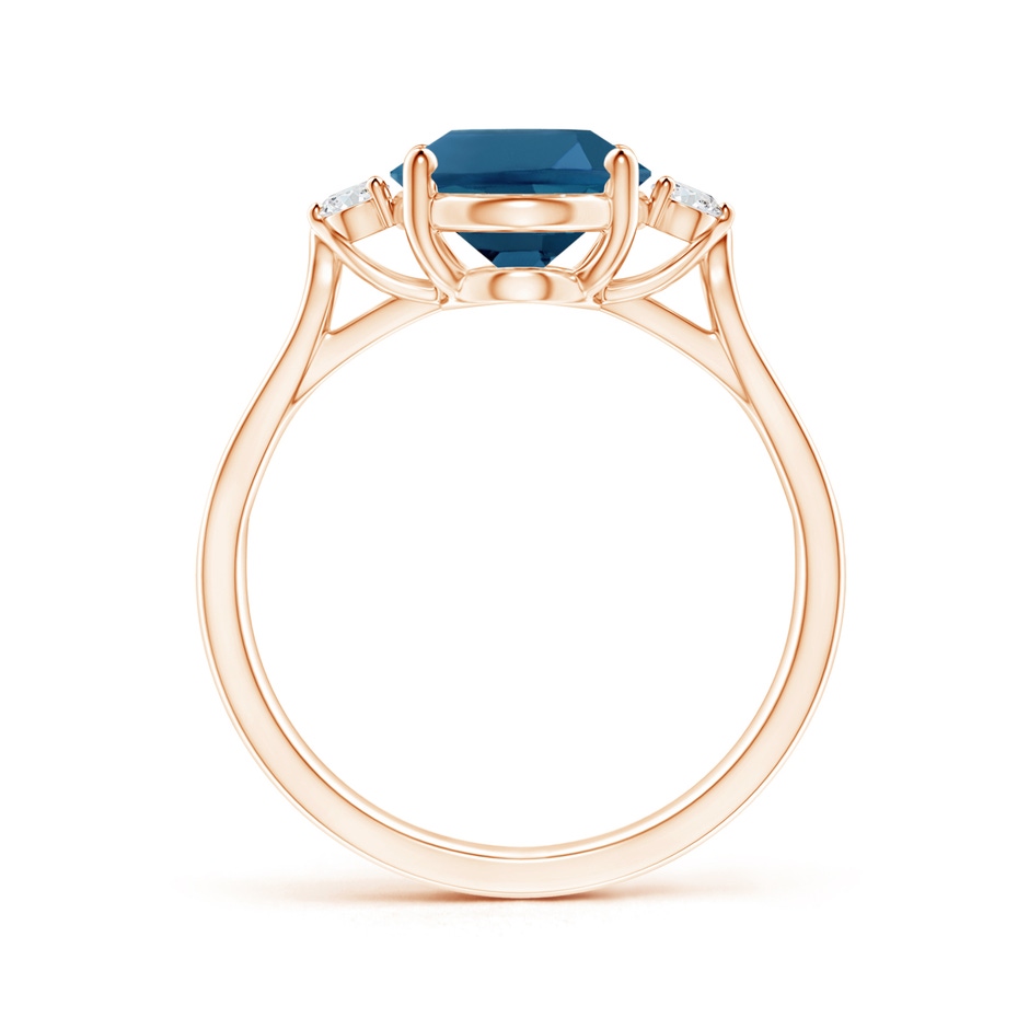 10x8mm AAA Oval London Blue Topaz Loop Shank Ring with Diamond Accents in Rose Gold product image