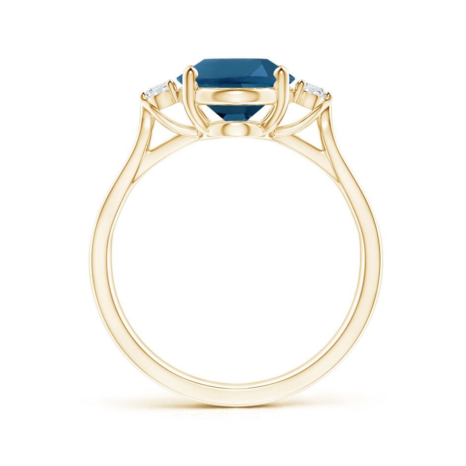 10x8mm AAA Oval London Blue Topaz Loop Shank Ring with Diamond Accents in Yellow Gold product image