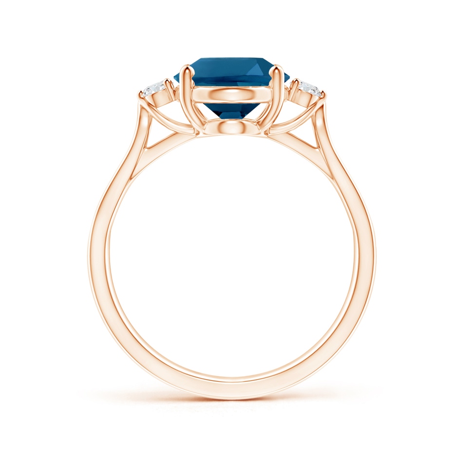 10x8mm AAAA Oval London Blue Topaz Loop Shank Ring with Diamond Accents in Rose Gold product image