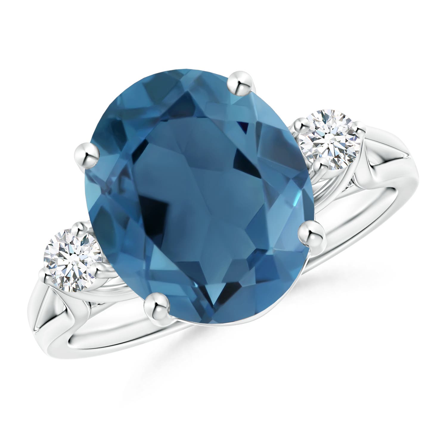 A- London Blue Topaz / 5.77 CT / 14 KT White Gold