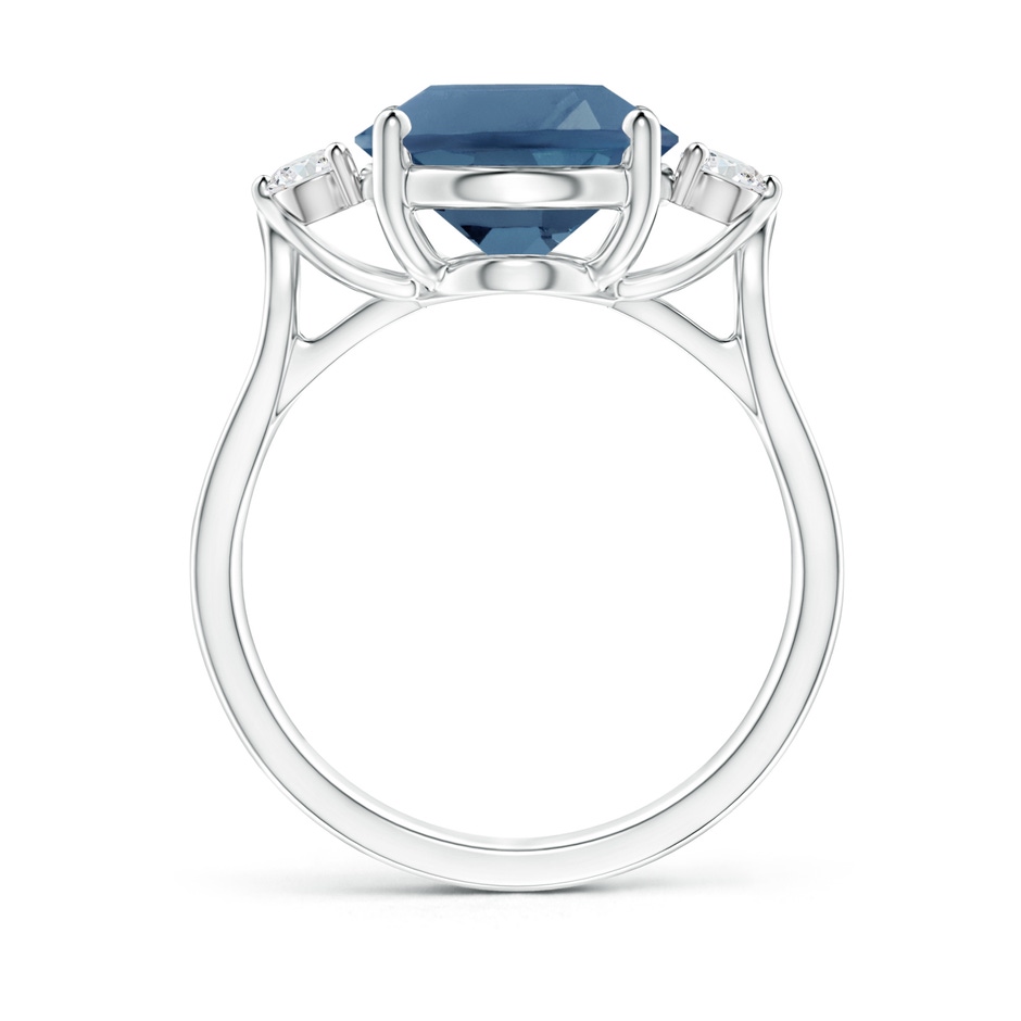 12x10mm A Oval London Blue Topaz Loop Shank Ring with Diamond Accents in White Gold product image