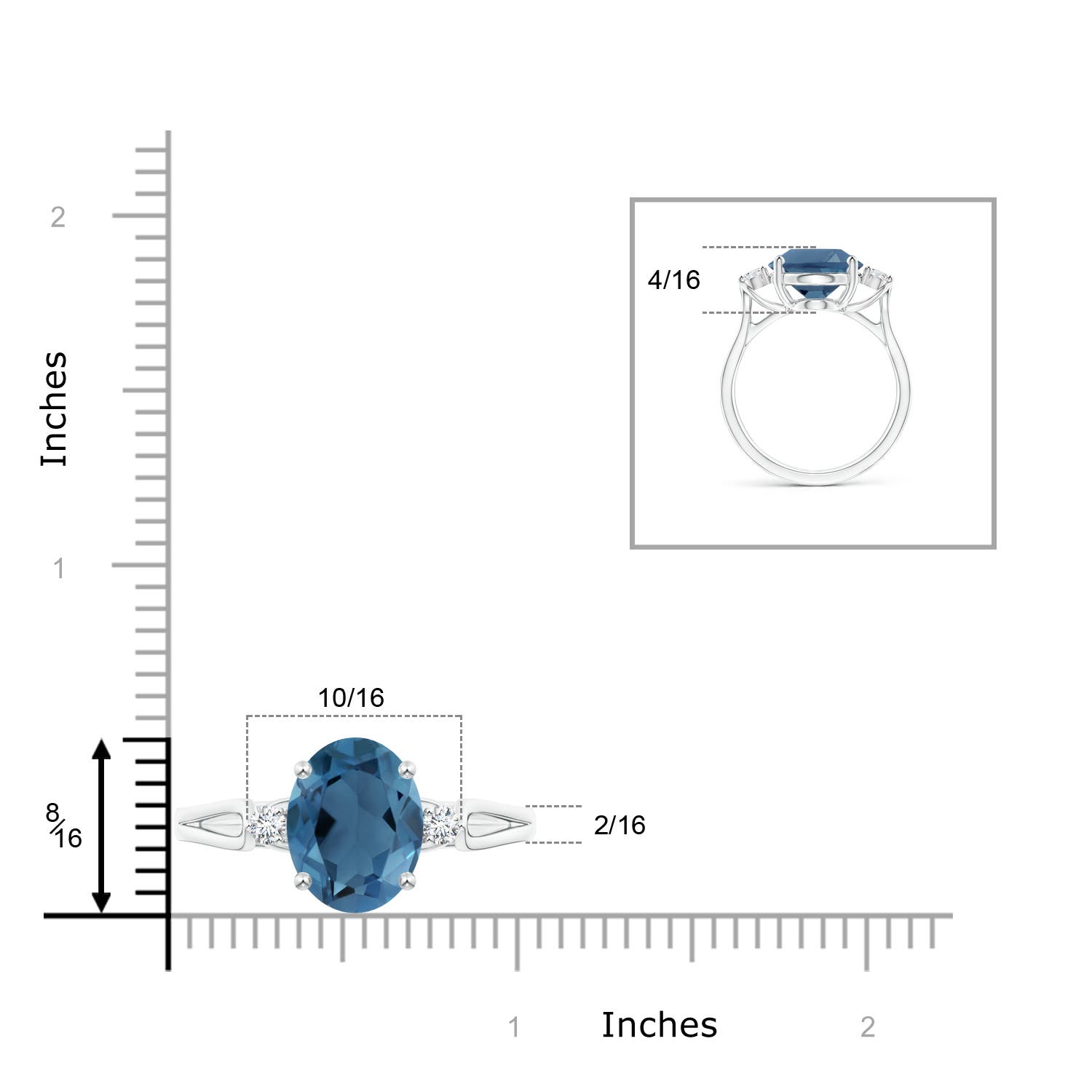 A- London Blue Topaz / 5.77 CT / 14 KT White Gold