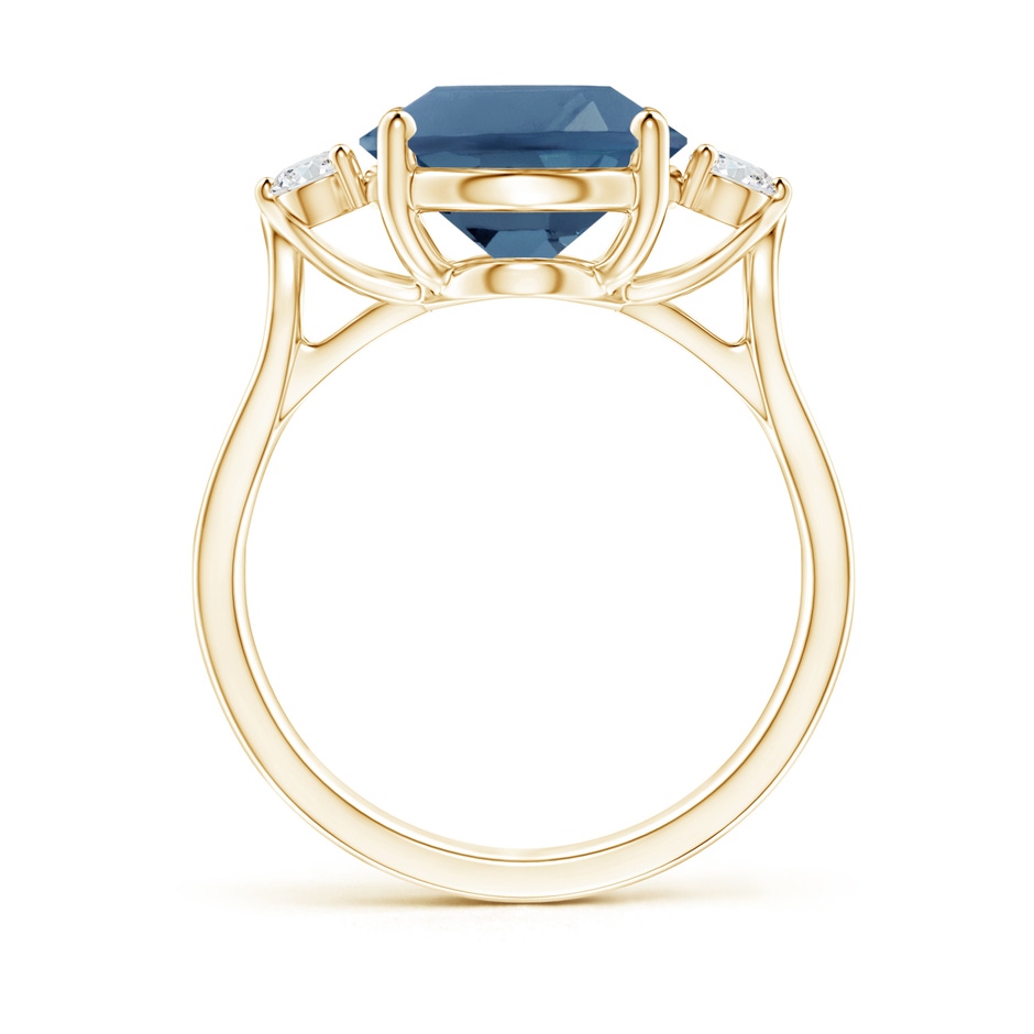 12x10mm A Oval London Blue Topaz Loop Shank Ring with Diamond Accents in Yellow Gold product image
