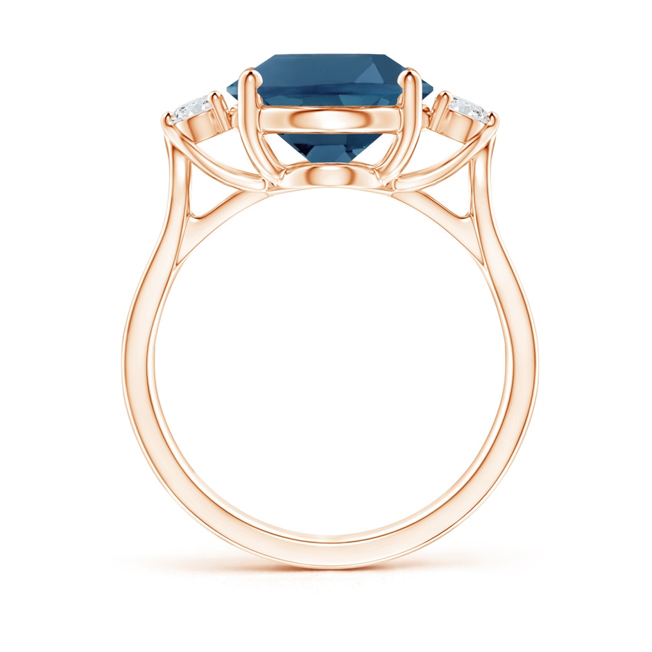12x10mm AA Oval London Blue Topaz Loop Shank Ring with Diamond Accents in Rose Gold product image