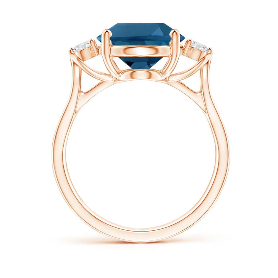 12x10mm AAA Oval London Blue Topaz Loop Shank Ring with Diamond Accents in Rose Gold product image