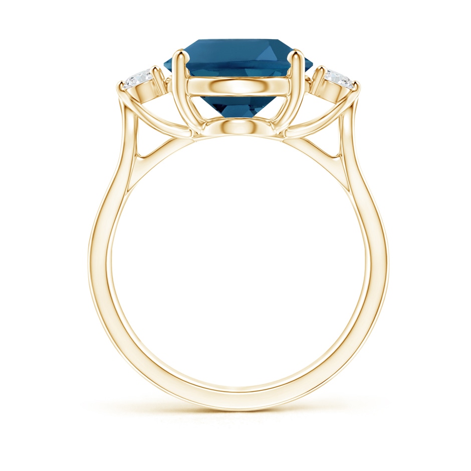 12x10mm AAA Oval London Blue Topaz Loop Shank Ring with Diamond Accents in Yellow Gold product image