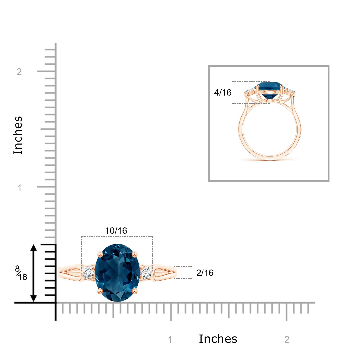 AAAA - London Blue Topaz / 5.77 CT / 14 KT Rose Gold