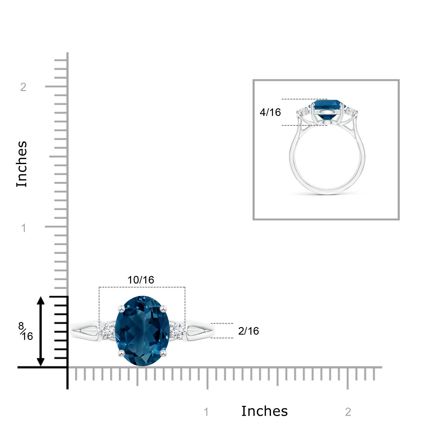 AAAA - London Blue Topaz / 5.77 CT / 14 KT White Gold