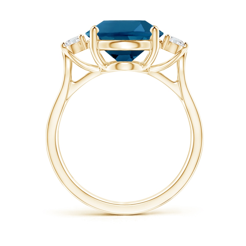 12x10mm AAAA Oval London Blue Topaz Loop Shank Ring with Diamond Accents in Yellow Gold product image