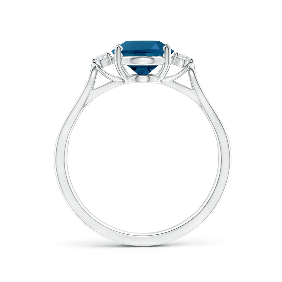 9x7mm AAAA Oval London Blue Topaz Loop Shank Ring with Diamond Accents in P950 Platinum product image