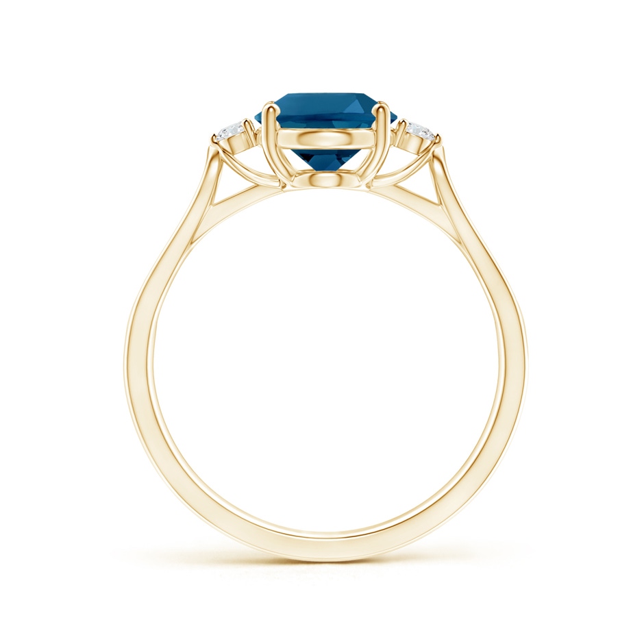 9x7mm AAAA Oval London Blue Topaz Loop Shank Ring with Diamond Accents in Yellow Gold product image