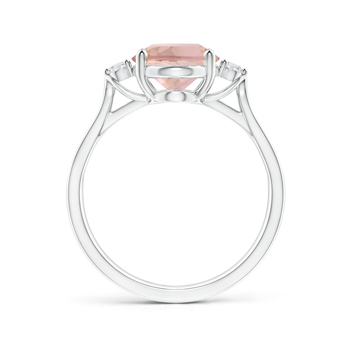 10x8mm AAA Oval Morganite Loop Shank Ring with Tiny Diamonds in White Gold side-1