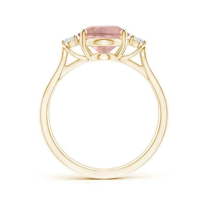 10x8mm AAAA Oval Morganite Loop Shank Ring with Tiny Diamonds in Yellow Gold side-1
