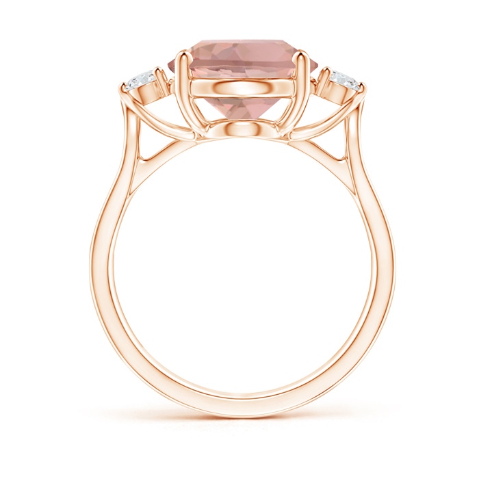 12x10mm AAAA Oval Morganite Loop Shank Ring with Tiny Diamonds in Rose Gold Side-1