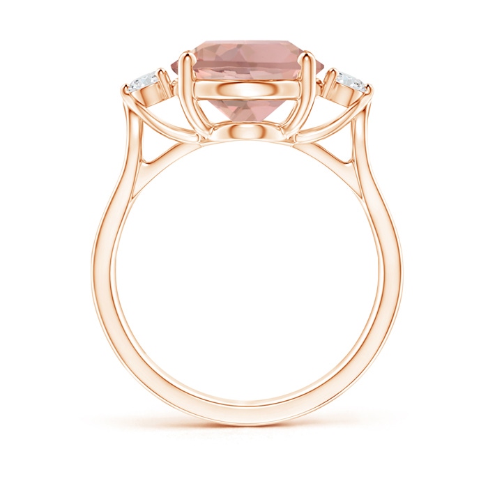 12x10mm AAAA Oval Morganite Loop Shank Ring with Tiny Diamonds in Rose Gold side-1