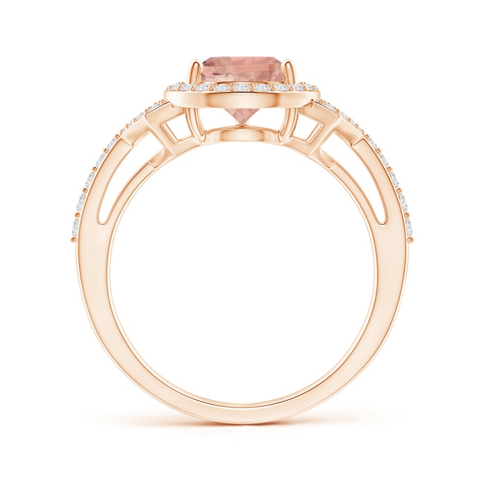 9x7mm AAAA Pear Shaped Morganite and Diamond Buckle Ring in Rose Gold side-1