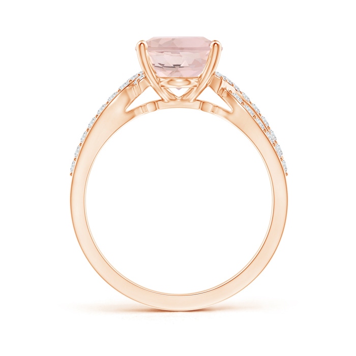 10x8mm A Solitaire Oval Morganite and Diamond Crossover Ring in Rose Gold product image