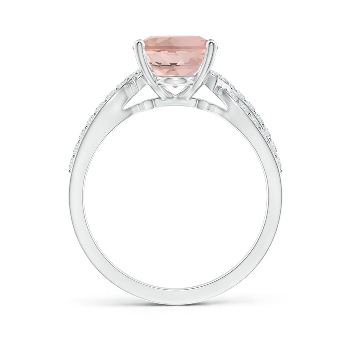 10x8mm AAA Solitaire Oval Morganite and Diamond Crossover Ring in P950 Platinum product image