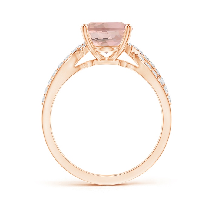 10x8mm AAA Solitaire Oval Morganite and Diamond Crossover Ring in Rose Gold Product Image