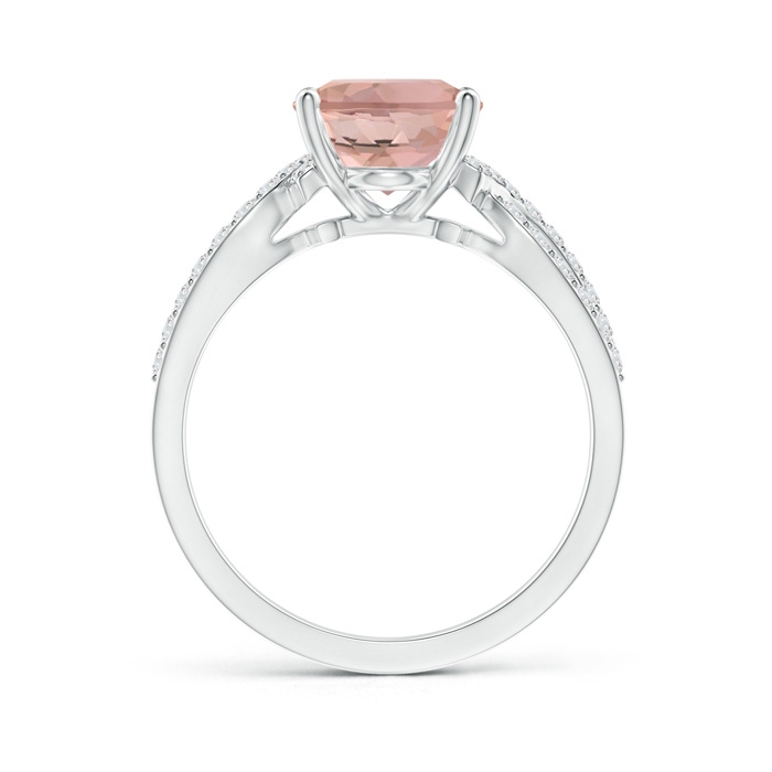 10x8mm AAAA Solitaire Oval Morganite and Diamond Crossover Ring in P950 Platinum product image