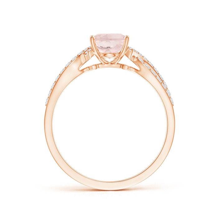 8x6mm A Solitaire Oval Morganite and Diamond Crossover Ring in Rose Gold product image