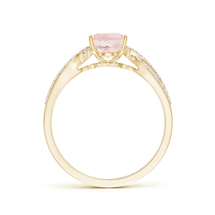8x6mm A Solitaire Oval Morganite and Diamond Crossover Ring in Yellow Gold product image