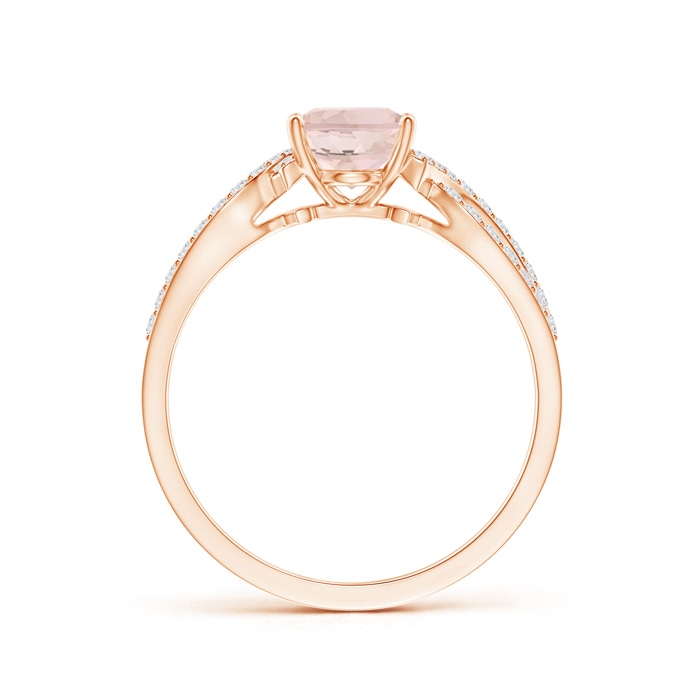 8x6mm AA Solitaire Oval Morganite and Diamond Crossover Ring in Rose Gold product image