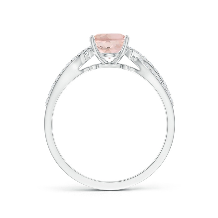 8x6mm AAA Solitaire Oval Morganite and Diamond Crossover Ring in White Gold product image