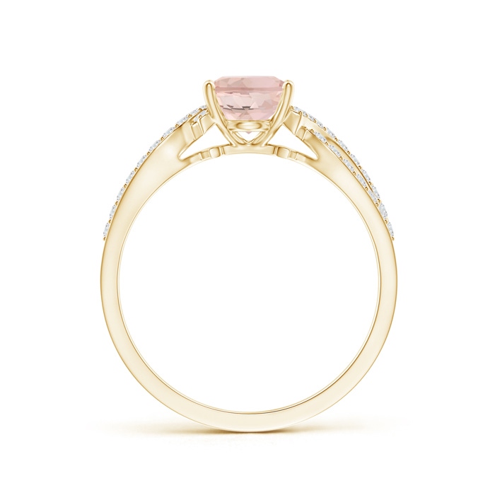 8x6mm AAA Solitaire Oval Morganite and Diamond Crossover Ring in Yellow Gold product image