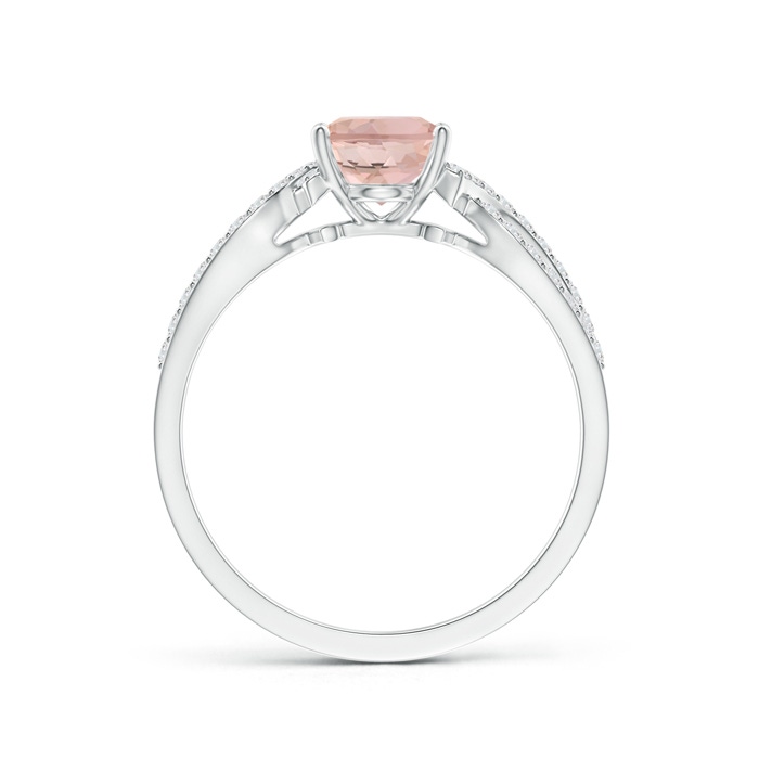 8x6mm AAAA Solitaire Oval Morganite and Diamond Crossover Ring in White Gold product image