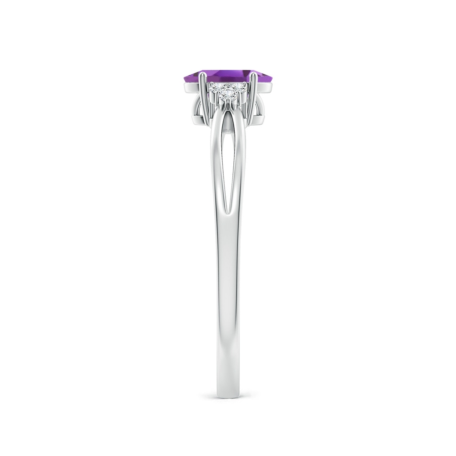 6x4mm A Solitaire Oval Amethyst Split Shank Ring with Trio Diamonds in White Gold side 299