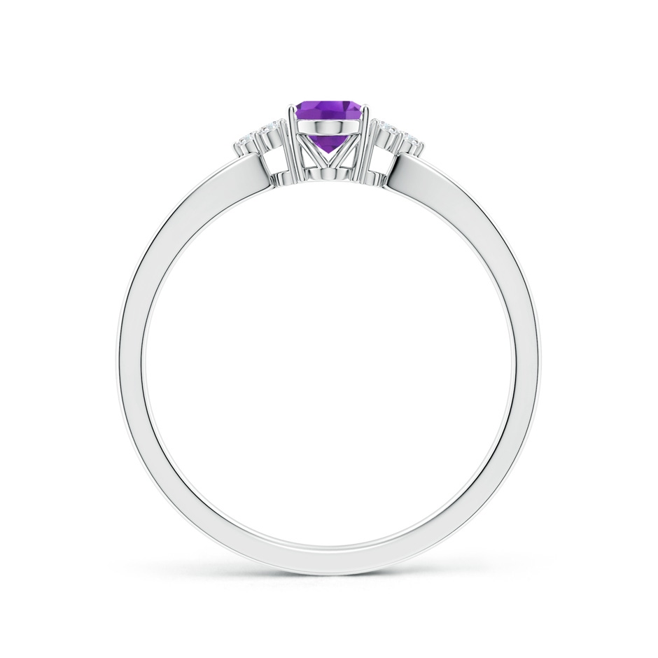 6x4mm AA Solitaire Oval Amethyst Split Shank Ring with Trio Diamonds in P950 Platinum side 199