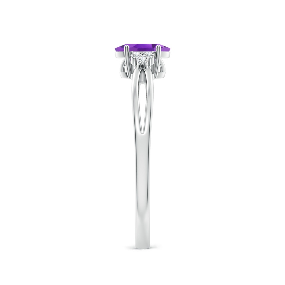 6x4mm AA Solitaire Oval Amethyst Split Shank Ring with Trio Diamonds in P950 Platinum side 299
