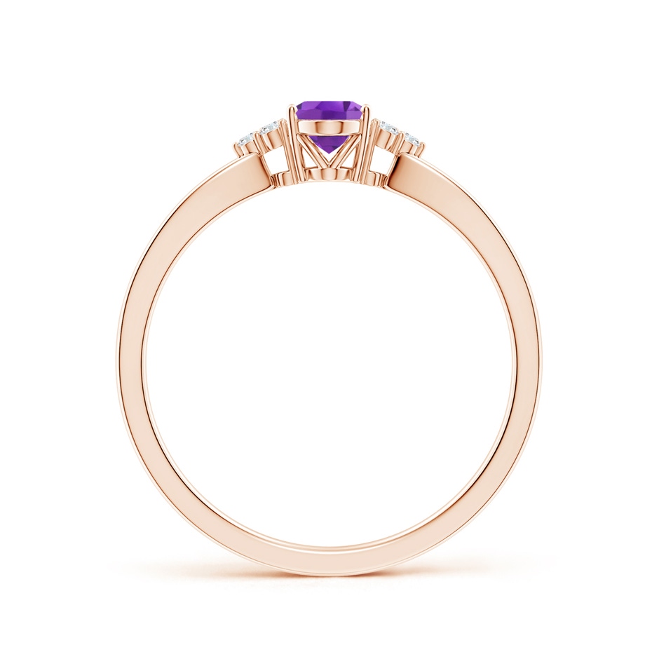 6x4mm AA Solitaire Oval Amethyst Split Shank Ring with Trio Diamonds in Rose Gold side 199