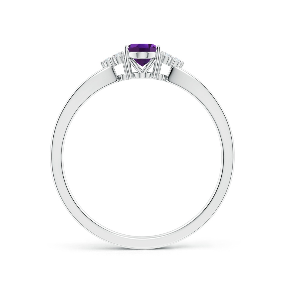 6x4mm AAAA Solitaire Oval Amethyst Split Shank Ring with Trio Diamonds in White Gold side 199