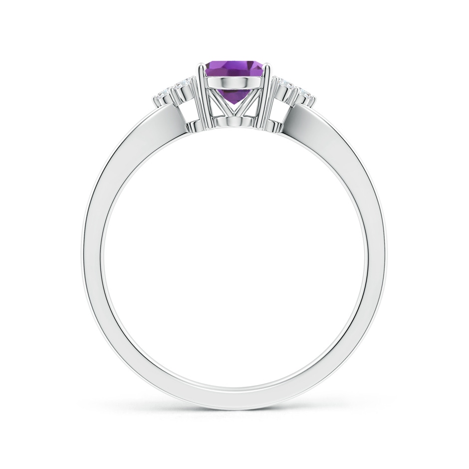 7x5mm A Solitaire Oval Amethyst Split Shank Ring with Trio Diamonds in White Gold side 199