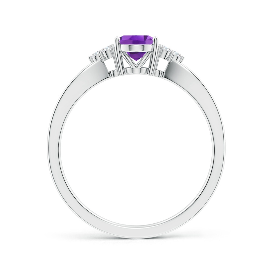 7x5mm AA Solitaire Oval Amethyst Split Shank Ring with Trio Diamonds in P950 Platinum side 199