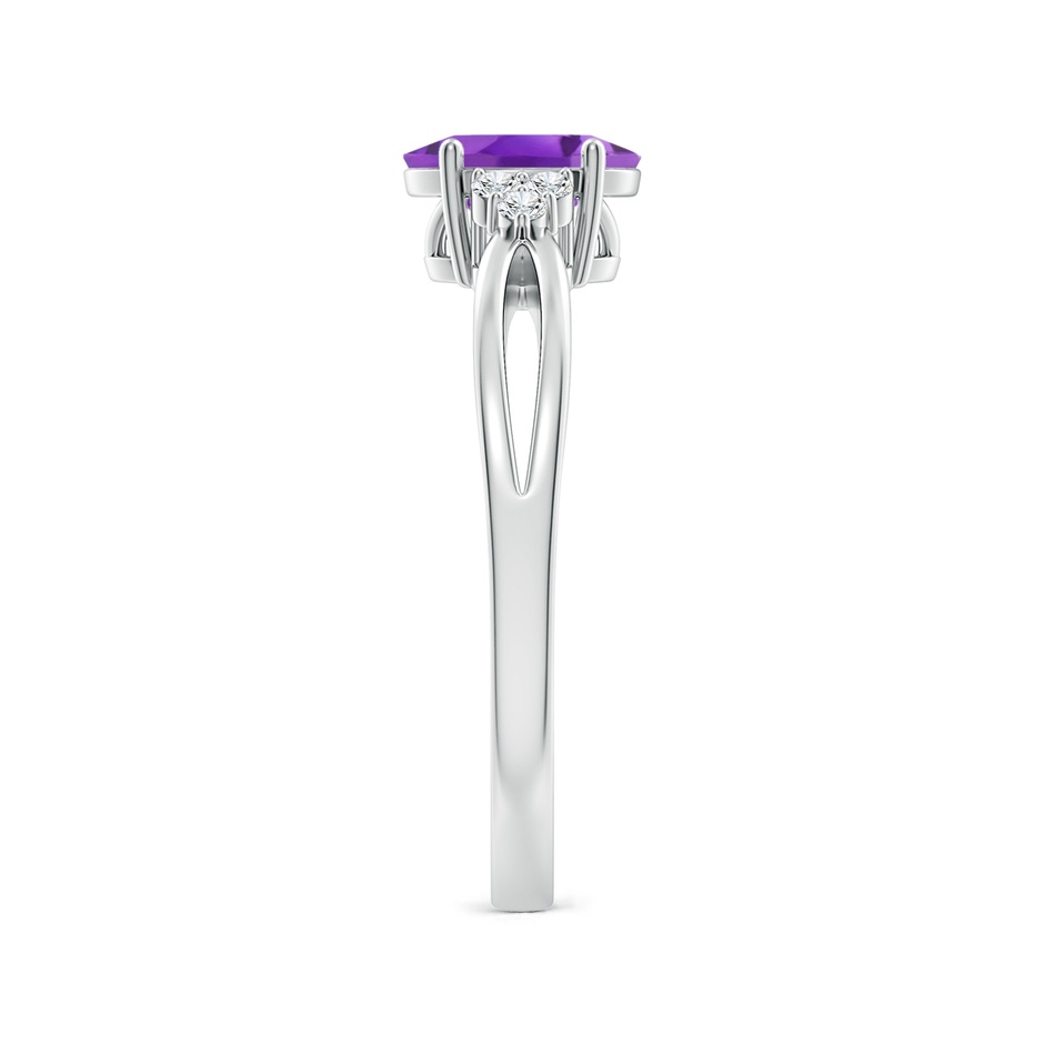 7x5mm AA Solitaire Oval Amethyst Split Shank Ring with Trio Diamonds in P950 Platinum side 299