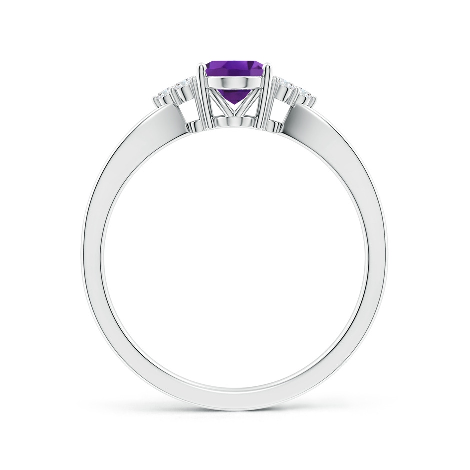 7x5mm AAA Solitaire Oval Amethyst Split Shank Ring with Trio Diamonds in White Gold side 199