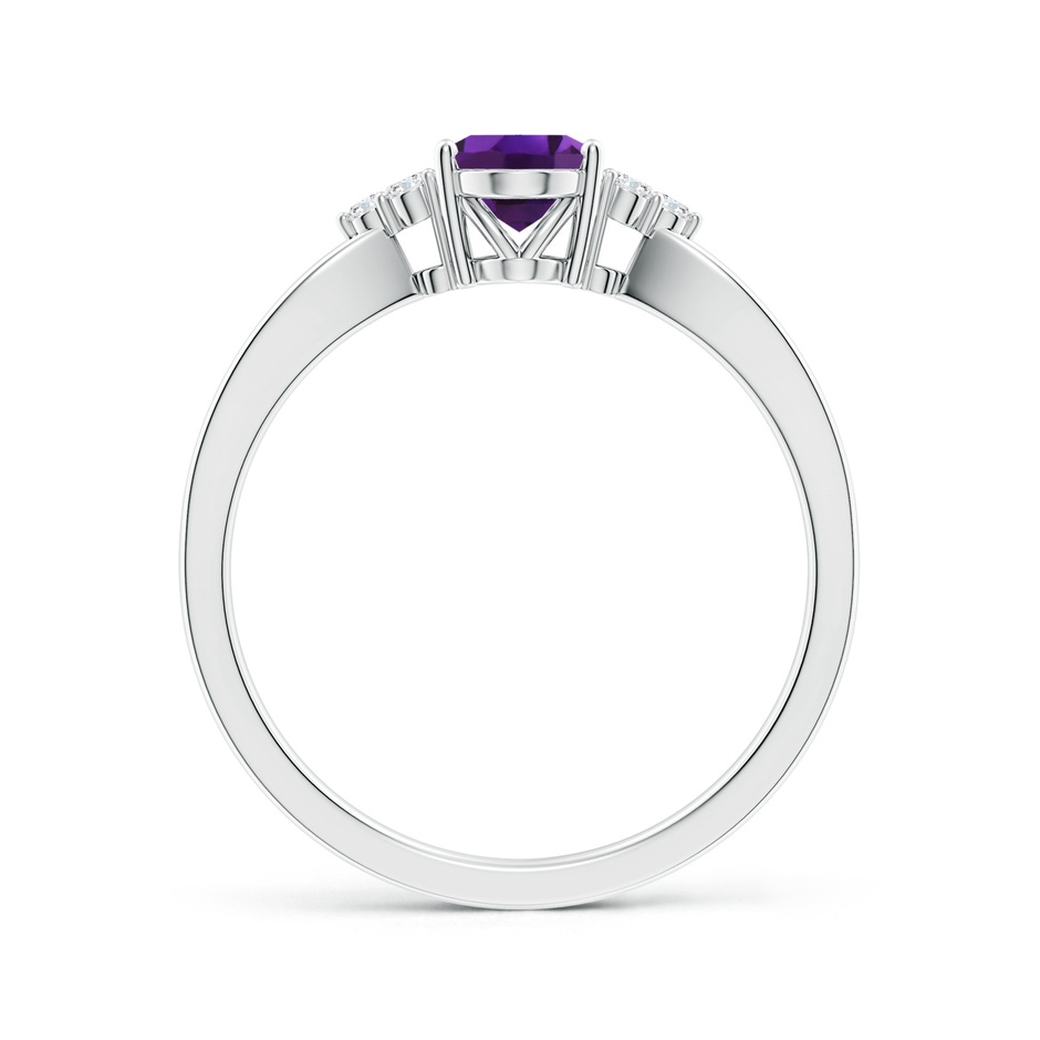 7x5mm AAAA Solitaire Oval Amethyst Split Shank Ring with Trio Diamonds in White Gold side 199