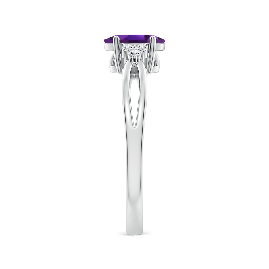 7x5mm AAAA Solitaire Oval Amethyst Split Shank Ring with Trio Diamonds in White Gold side 299