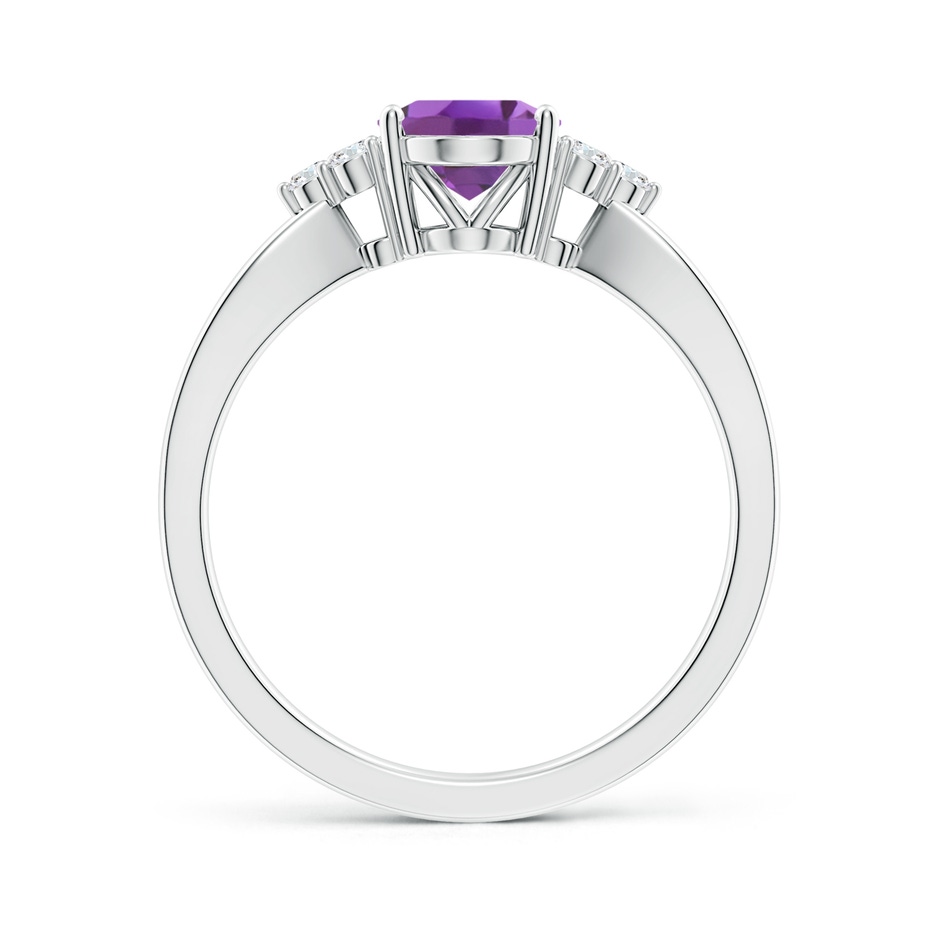 8x6mm A Solitaire Oval Amethyst Split Shank Ring with Trio Diamonds in White Gold side 199